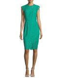 Floral Lace Cocktail Dress, Emerald