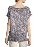 Mariel Short-Sleeve Oversized Yarn Sweater, Multi