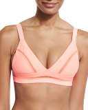 Ellie Stitch-Detail Swim Top, Coral