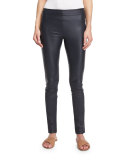 Moto Leather Leggings, Navy