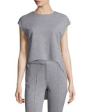 Jewel-Neck High-Low Muscle Top, Light Gray