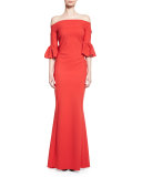 Off-the-Shoulder Ponte Gown, Passion