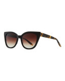 Shirelle Cat-Eye Sunglasses, Black/Tortoise