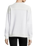 Long-Sleeve Lace-Inset Sweatshirt, Chalk Palm Print