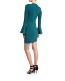 Lighthouse Bell-Sleeve Knit Dress, Forrest Green