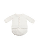 Long-Sleeve Knit Sweater w/ Buttoned Bloomers, White, Size 3-6 Months