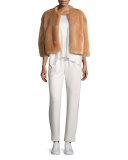 Collier Silk-Trim Track Pants, Ivory