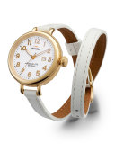 34mm Birdy Golden Double-Wrap Watch, White