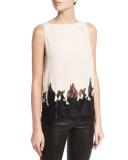 Marge Draped-Back Lace-Hem Silk Top