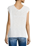 Harmonia Cap-Sleeve V-Neck Tee, White