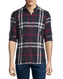 Ecclestone Lightweight Check Sport Shirt, Navy/Black