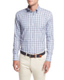 Cambridge Plaid Sport Shirt, Imperial Turquoise