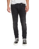 Skinny Moto Denim Jeans, Slate Gray