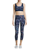 Inco Cropped Sport Leggings, Midnight Peru Print