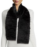 Layered Fur Scarf, Black/Gray