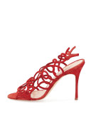 Gori Squiggly High-Heel Sandal, Red