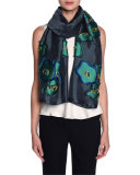 Floral Fil Coupe Scarf, Blue