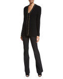 Stretch Flare Trousers, Black