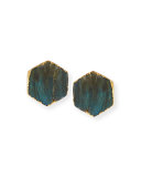 Canary Labradorite Hexagon Stud Earrings