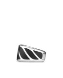 Men's Graphic Cable Band Ring w/Black Onyx