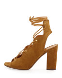 Babies Suede Lace-Up Sandal, Tan