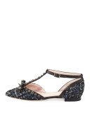 becca jeweled t-strap ballerina flat, blue/multi