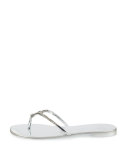 Nuvorock Crystal Flat Thong Sandal, Argento 