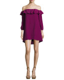 Joanna Off-the-Shoulder Crepe Dress