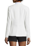 Windsor Crepe Contrast-Trim Blazer, White