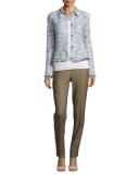 Geo Fil Coupé Scoop-Neck Shell, White