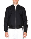 Wool/Silk Bomber Jacket, Black