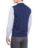 Wool Cardigan Vest, American Navy