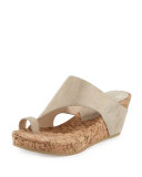 Gille Asymmetric Wedge Slide Sandal, Pewter