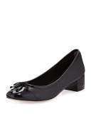 Sarina Leather Cap-Toe Pump, Black