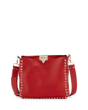 Rockstud Small Flip-Lock Messenger Bag, Red