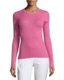 Long-Sleeve Cashmere Sweater, Peony