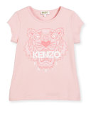 Short-Sleeve Tiger Jersey Tee, Light Pink, Size 2-5