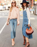 Denim Overall Midi Dress, Washed Indigo
