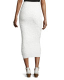 Soutache-Embroidered Midi Skirt, White