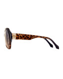 Two-Tone Leopard-Print Butterfly Sunglasses, Blue