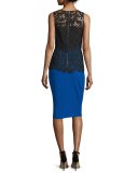 Sleeveless Lace-Bodice Cocktail Dress, Royal Blue