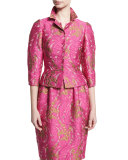 Jacquard 3/4-Sleeve Jacket, Pink