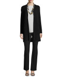Washable Wool Ribbed Long Cardigan