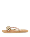 icarda glitter bow flat thong sandal, gold