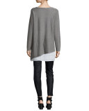 Sleeveless Plaid Silk Tunic, Ash 