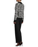 Zebra-Print Zip-Front Jacket 