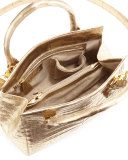 Daisy Small Crocodile Bag, Soft Gold Mirror