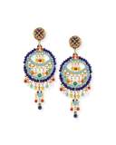 Beaded Fringe Circle Drop Clip Earrings