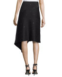 Grommet-Embellished Asymmetric Skirt, Black Onyx, Petite
