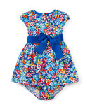 Cap-Sleeve Floral Fit-and-Flare Dress w/ Bloomers, Multicolor, Size 6-24 Months